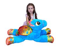 Grande Peluche Unicorno Blu 80cm Pony Magico Cavallo con Ali Disteso