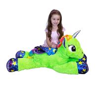 Grande Peluche Unicorno Verde 80cm Pony Magico Cavallo con Ali Disteso