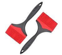 Grande pennello da pasticceria in silicone - Pennello in silicone per grigliare, resistente al calore, per spalmare olio, burro, salsa per cucinare, cuocere, barbecue, 10 cm extra largo (rosso 2)