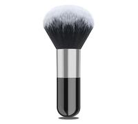 Grande pennello da trucco, piatto kabuki, per fondotinta, fard, abbronzatura del viso, cipria, bronzer, ultra morbido e denso, strumenti per il trucco da viaggio, colore nero argento