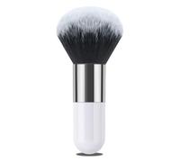 Grande pennello da trucco, piatto kabuki, per fondotinta, fard, abbronzatura del viso, cipria, bronzer, ultra morbido e denso, strumenti per il trucco da viaggio, bianco argento