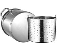 Grande pentola per frutti di mare con cestino e coperchio, in acciaio inox resistente, per friggitrice a vapore per tamales, aragoste, gamberi, gamberi, gamberi, 70L/63QT