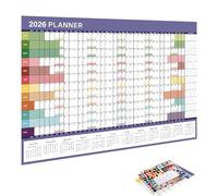 Grande Pianificatore Annuale 2025/2026 - A1 Calendario Annuale Colorato - Wishing Dry Riutilizzabile Pianificatore A Parete - Taglia 74.2x52,5 Cm - Organizzatore Di Scopi E Attività Pe