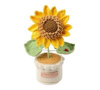 Grande pianta di girasole in vaso lavorata all'uncinetto, 24 cm, lavorata a maglia, per mamme, mamme, amanti, fiori artificiali fatti a mano, per compleanno, matrimonio, decorazione per la casa, calza