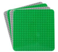 Grande piastra compatibile con piastre Lego Duplo, piastra di base classica per set DUPLO, 38 x 38 cm, set di piastre per giocattoli creativi prescolari, verde, grigio (4 pezzi)