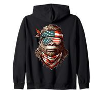 Grande piede patriottico 4 luglio Sasquatch American USA Quarto Felpa con Cappuccio