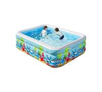 Grande piscina gonfiabile, design a tema oceano con grafica della vita marina, grande piscina per famiglie per cortile all'aperto feste acquatiche estive (base a bolle stampata a tre strati da 1,3 m)