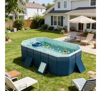 Grande Piscina Pieghevole, Piscina Sopraelevata in Plastica Dura | Piscina portatile non gonfiabile per cortile, giardino e giochi d'acqua in famiglia(1.6m)
