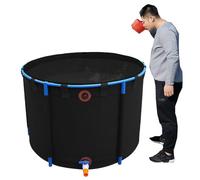 Grande piscina rotonda flessibile - resistente PVC Liner Fish Pond, acquario fuori terra per Koi/pesci rossi, telaio robusto, nero, 1,8 x 0,8 m, ideale per esterni