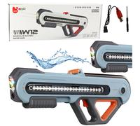 Grande pistola ad acqua elettrica con illuminazione a LED grigia 60 cm