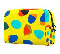 Grande pittura forme geometriche modello trucco borsa cerniera sacchetto viaggio cosmetico organizzatore per le donne, Multi, 18.5x7.5x13cm/7.3x3x5.1in, Art Deco