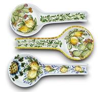 Grande Poggia mestolo in ceramica Caltagirone H 30 x 13 cm ca. (1Unità) Dec