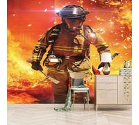 Grande Pompiere Dalla Fiamma Rossa 3D Carta Da Parati Facile Installare Mobili Sfondi Ufficio Divano Camera Letto Sfondo Decorazione Murale-400cm×280cm