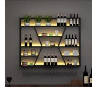 Grande Portabottiglie A LED In Ferro Da Parete Per Cantina, Portabottiglie In Metallo A 5 Ripiani, Per Sala Da Pranzo, Bar Pensile, Esposizione Di Bottiglie Di Liquore, Ripiani Quadrati(150cm)