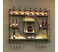 Grande Portabottiglie Da Parete In Ferro, Portabottiglie Multistrato, Unità Bar, Portabottiglie Da Ristorante Alla Moda, Portabottiglie Per Liquori, Portabottiglie Con Tacco Alto(Black,120cm)