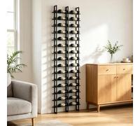 Grande portabottiglie da parete, portabottiglie nero per vino, 15 ripiani da 45 bottiglie da appendere alla parete, in metallo, per ristoranti commerciali, dispensa, bar, cantine (nera, 32 bottiglie)