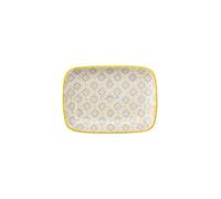 Grande portasapone rettangolare Taditional/giallo in ceramica, con fori per il drenaggio dell'acqua, 13,5 x 9,5 x 2 cm