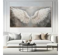 Grande poster moderno da parete per l'arredamento della casa, dipinto "Twin Wings". Opera d'arte minimalista su tela, per la casa, per l'arredamento del soggiorno (70x140 cm/senza cornice).