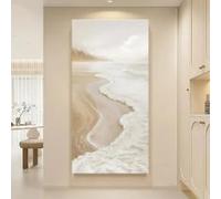 Grande poster su tela con onde in stile verticale, stampe artistiche da parete con scena di spiaggia pacifica, per soggiorno moderno, arredamento per la casa a tema spiaggia (70x140 cm/tela avvolta)