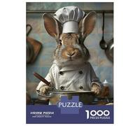 Grande Puzzle 1000 Pezzi, Rabbit Chef Mixing in Kitchen, Sfida Mentale, Idea Regalo Di Natale, Taglio Di Precisione, 38x26cm/1000pcs