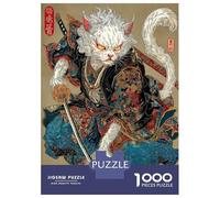 Grande Puzzle 1000 Pezzi, Samurai Cat Warrior Ukiyo-e Style, Attività Rilassante, Idea Regalo Di Natale, Cartone Premium, 70x50cm/1000pcs