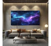 Grande Quadro su Tela Universo Fantasy Viola Quadri Moderni Soggiorno, Camera da Letto Decorazione Murale Pronto da Appendere 50x100 cm