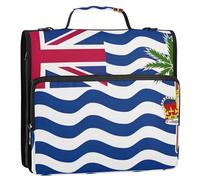 Grande raccoglitore a 3 anelli da 1 1/2 pollici con bandiera britannica dell'Oceano Indiano Territorio britannico con cerniera organizer multi tasche grande cartella cartella scuola raccoglitore borsa