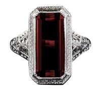 Grande Red Rettangular Zircon Embedded Ring Dazzling And Catching Calendula Balsamo, B, Metallo, Non pietra preziosa