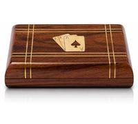 Grande regalo di Natale artigianale classico legno porta carte da gioco Deck Box Storage Case Organizer con 2 set di carte da gioco "Ace" di alta qualità regalo per lui e lei