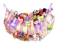Grande rete di peluche macramè o amaca, grande rete di peluche o amaca con luce a LED, porta orsacchiotto. Rete giocattolo da parete per animali di peluche