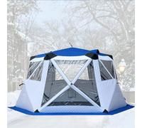 Grande riparo for la pesca sul ghiaccio for 5-10 persone, baracca di ghiaccio la pesca invernale, tenda da pescas sul ghiaccios portatile a scomparsa con borsa(Blue)