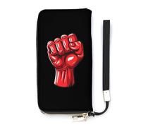 Grande rosso sollevato pugno saluto di unità resistenza solidarietà portafoglio sottile per le donne borsa lunga carino pochette da polso borsa titolari di carte, Stile:, 20x10.5cm