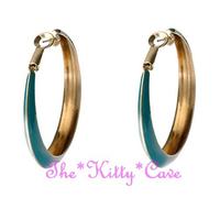 Grande Rotondo Oro Cerchio Luminoso Smalto Kitsch Retrò Orecchini - 15 Popping