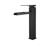 Grande rubinetto miscelatore per lavabo in acciaio inox, design moderno, rubinetto a cascata per lavandino del bagno, facile installazione, elegante finitura spazzolata, perfetto per decorazioni