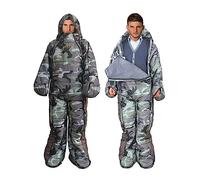 Grande sacco a pelo indossabile da 183 cm per persone, con cerniera, design con apertura del piede, taglia unica, felpa con cappuccio ultraleggera trapuntata, cappotto termico caldo per adulti