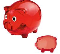 Grande salvadanaio trasparente in plastica idea regalo risparmio moneybank singolo o doppio set 12,5 x 10 x 10 cm blu rosso verde o trasparente (2, rosso)