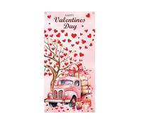 Grande San Valentino Porta Banner Cuori Appeso Sfondo Poliestere Texture Adatto Per San Valentino Festa Decors Copertura Porta