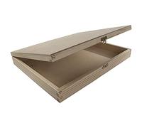 Grande scatola di legno poco profonda con coperchio e serratura | 36 x 30 x 5 cm | Documenti preziosi A4 Conservazione dei ricordi | Legno di pino decorativo non verniciato e non trattato