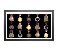 Grande scatola per medaglie, espositore per 15 medaglie, cornice per esporre medaglie, perfetta per esercito di guerra, corridori, maratona, vincitore RECE, calcio, ginnastica e tutti gli sport (nero)