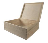 Grande scatola rettangolare in legno con coperchio | 36 x 30 x 13 cm | documenti A4 oggetti di valore | Pino decorativo in tinta unita non verniciato e non trattato per decoupage