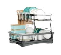 Grande scolapiatti a 2 ripiani rimovibile ad alta capacità da cucina per un'asciugatura efficiente Design salvaspazio in acciaio inox perfetto per uso domestico e ristorante