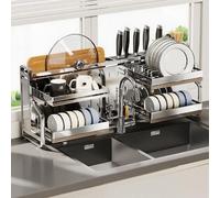 Grande scolapiatti da 76,2 cm in acciaio inox modello C durevole in acciaio inossidabile 304 ad alta capacità resistente alla ruggine per asciugare facilmente i piatti