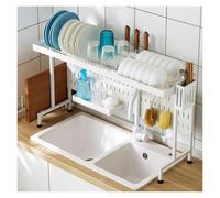 Grande scolapiatti sopralavello in Acciaio Inox - Organizzatore e Contenitore per la Cucina, Supporto per asciugare Adatto a Tutta la Famiglia (Bianco, 70x26,2x78 cm)