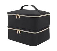 Grande scomparto per smalti, organizer foderato interno per bottiglie, strumenti per lucidare, lampada, custodia da viaggio per strumenti per unghie, Nero, Free Size