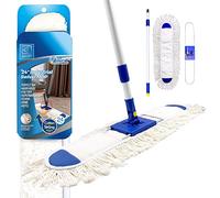 Grande scopa piatta 60 cm, kit industriale con tampone in cotone assorbente, manico telescopico 77-133 cm, testa girevole per pulizia magazzino, hotel e casa