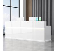 Grande scrivania da ufficio con cassetti chiudibili, moderno bancone anteriore per checkout al dettaglio, tavolo da ricevimento in piedi per uso ufficio, mobili da reception eleganti