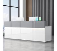 Grande scrivania da ufficio con cassetti chiudibili, moderno bancone anteriore per checkout al dettaglio, tavolo versatile per la reception per uso in ufficio