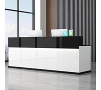 Grande scrivania da ufficio con cassetti chiudibili, moderno bancone anteriore per checkout al dettaglio, elegante mobile per reception per spazi ufficio