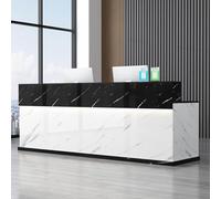 Grande scrivania da ufficio con cassetti chiudibili, moderno bancone anteriore per checkout al dettaglio, elegante tavolo per reception in piedi, mobili da ufficio durevoli