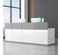 Grande scrivania da ufficio con cassetti chiudibili, moderno bancone anteriore per checkout al dettaglio, mobili eleganti per reception, spaziosa postazione di lavoro